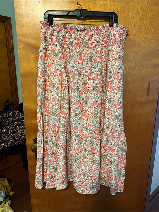 Universal Thread Dresses & Skirts - Universal Thread Coral and Cream Floral Smocked Midi Skirt